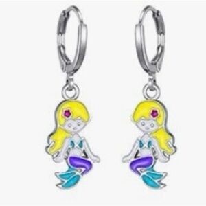 Mermaid Earrings with Yellow and Purple Accents